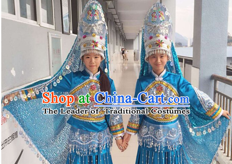 Chinese Folk Dance Dress Clothing Dresses Costume Ethnic Dancing Cultural Dances Costumes for Women Girls