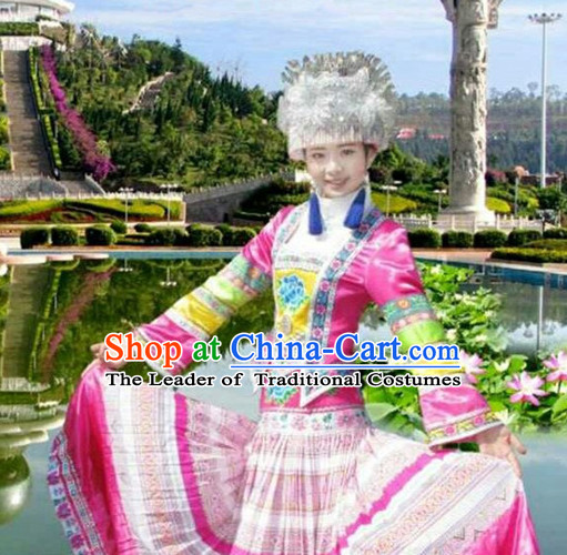 Chinese Folk Dance Dress Clothing Dresses Costume Ethnic Dancing Cultural Dances Costumes for Women Girls