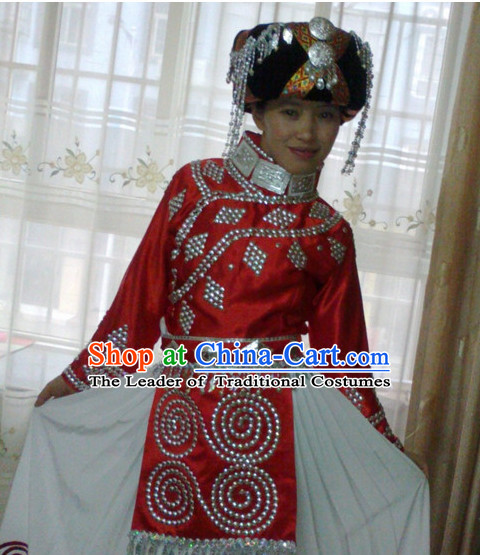 Chinese Folk Dance Dress Clothing Dresses Costume Ethnic Dancing Cultural Dances Costumes for Women Girls