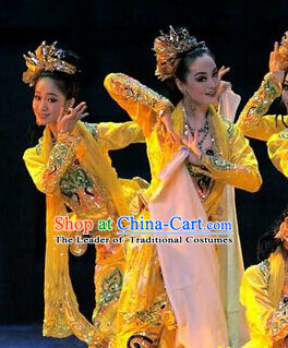 Chinese Folk Dance Dress Clothing Dresses Costume Ethnic Dancing Cultural Dances Costumes for Women Girls