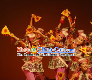 Chinese Folk Dance Dress Clothing Dresses Costume Ethnic Dancing Cultural Dances Costumes for Women Girls