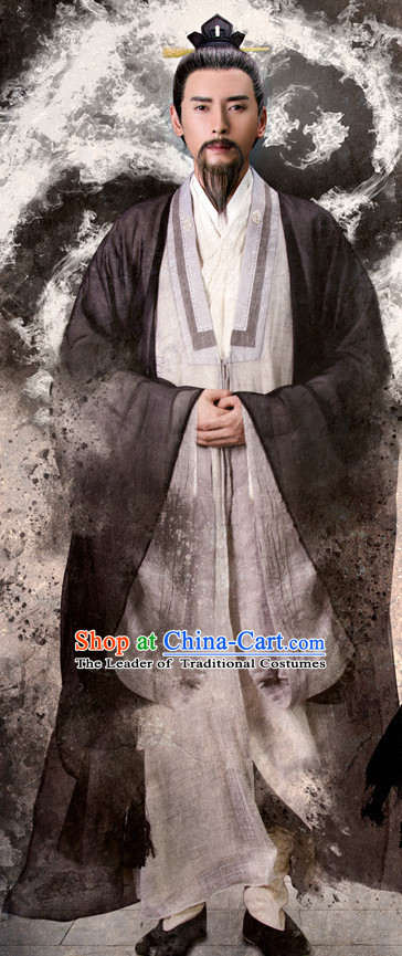 Chinese Ancient Taoist Costumes Clothing Complete Set for Men