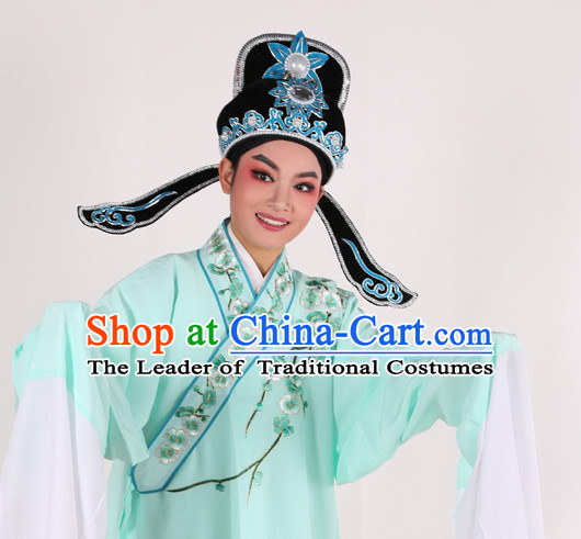 Chinese Opera Costumes Huangmei Opera Stage Performance Costume Chinese Traditional Water Sleeve Costume Drama Costumes and Hat Complete Set