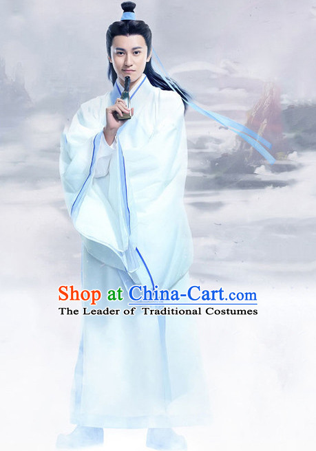 Ancient Chinese Guzhuang Men's Clothing _ Apparel Chinese Traditional Dress Theater and Reenactment Costumes and Coronet Complete Set for Men