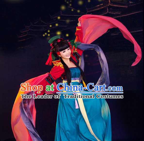 Chinese TV Drama Fairy Costume Ancient Theatrical Costumes Historical Clothing and Hair Jewelry Complete Set for Women