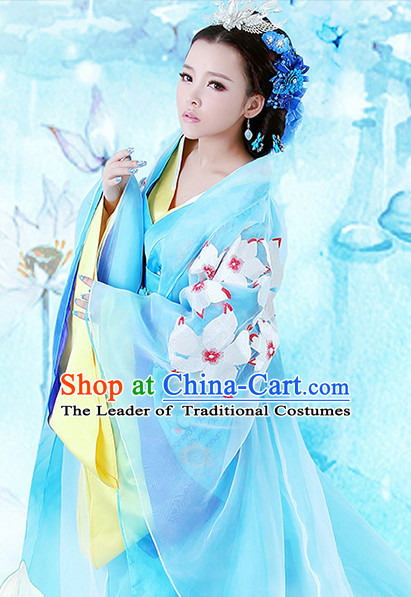 Chinese TV Drama Princess Costume Ancient Theatrical Costumes Historical Clothing and Hair Jewelry Complete Set for Women