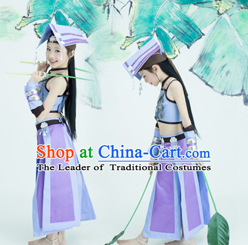 Chinese TV Drama Beauty Costume Ancient Theatrical Costumes Historical Clothing and Hair Jewelry Complete Set for Kids