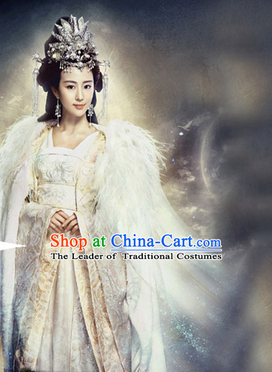 Top Chinese Ancient Women's Clothing _ Apparel Chinese Traditional Dress Theater and Reenactment Costumes and Hat Complete Set