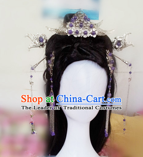 Princess Hanfu Hair Accessories Headpiece Headdress Phoenix Crown Hair Decoration Head Hairpin Accessories Comb Wedding Headwear Hair Accessorie Head Dress