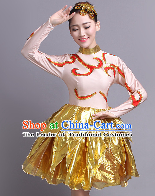 Chinese Dance Costume Dance Costumes Fan dance Umbrella Ribbon Fans Water Sleeve Dancer Dancing Costumes Complete Set