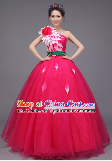 Chinese Flower Dance Costume Dance Costumes Fan dance Umbrella Ribbon Fans Water Sleeve Dancer Dancing Costumes Complete Set