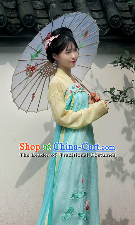 Chinese Traditional Hanfu Dress Ancient Chinese Lady Costumes and Headpieces Complete Set for Women Girls