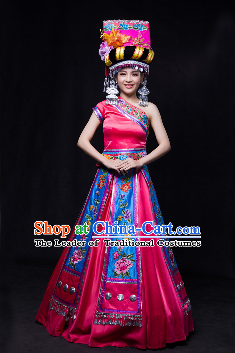 Happy Festival Chinese Minority Miao Dress Uniform Traditional Stage Ethnic National Costume Sale Complete Set