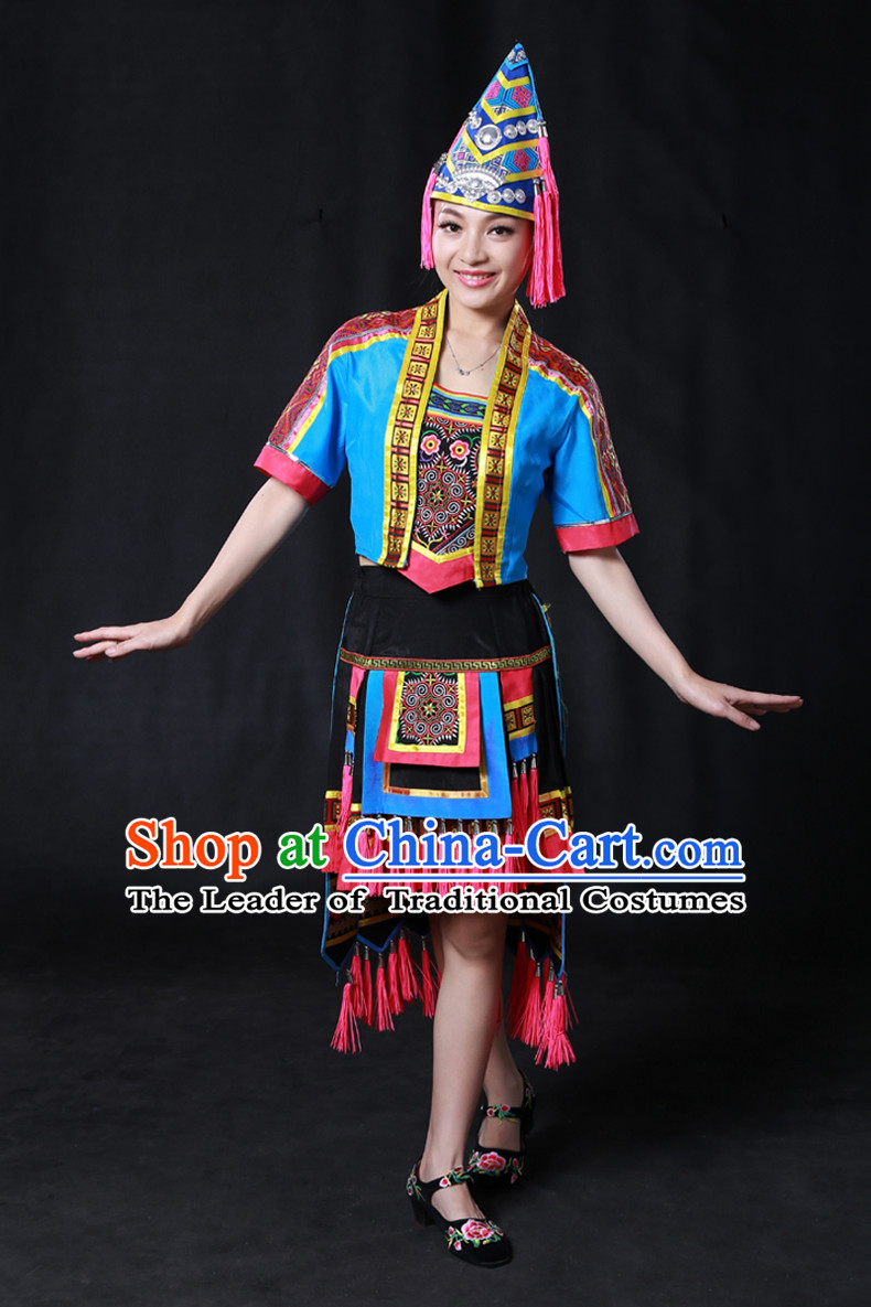 Happy Festival Chinese Minority Dress Uniform Traditional Stage Ethnic National Costume Sale Complete Set