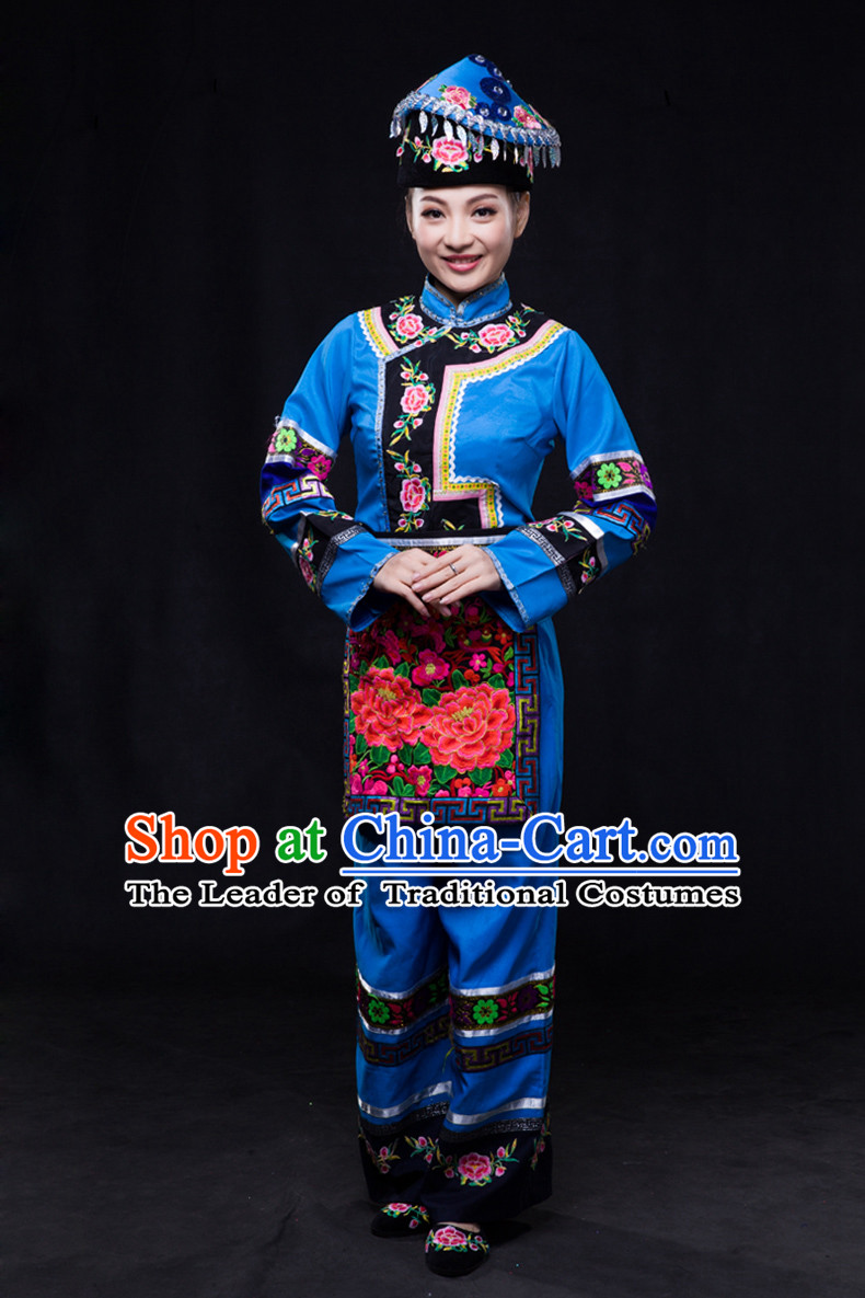 Happy Festival Chinese Minority Dress Miao Uniform Traditional Stage Ethnic National Costume Sale Complete Set