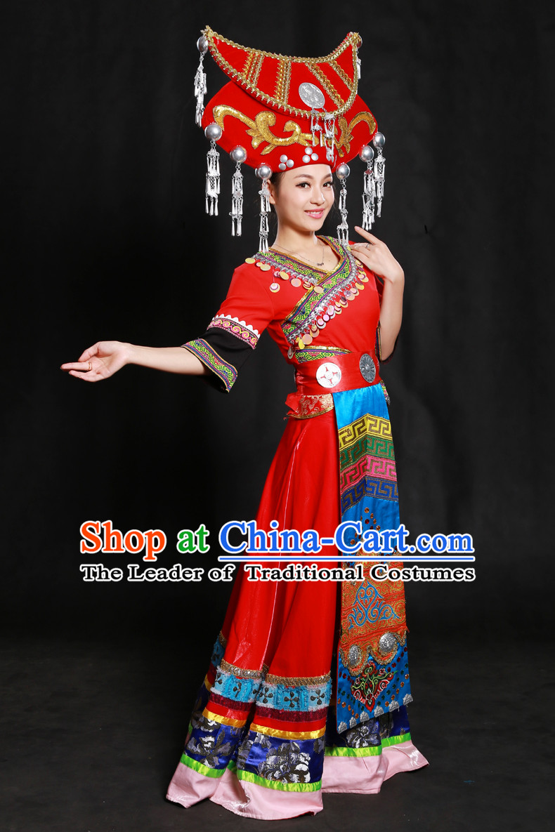 Happy Festival Chinese Minority Dress Miao Uniform Traditional Stage Ethnic National Costume Sale Complete Set