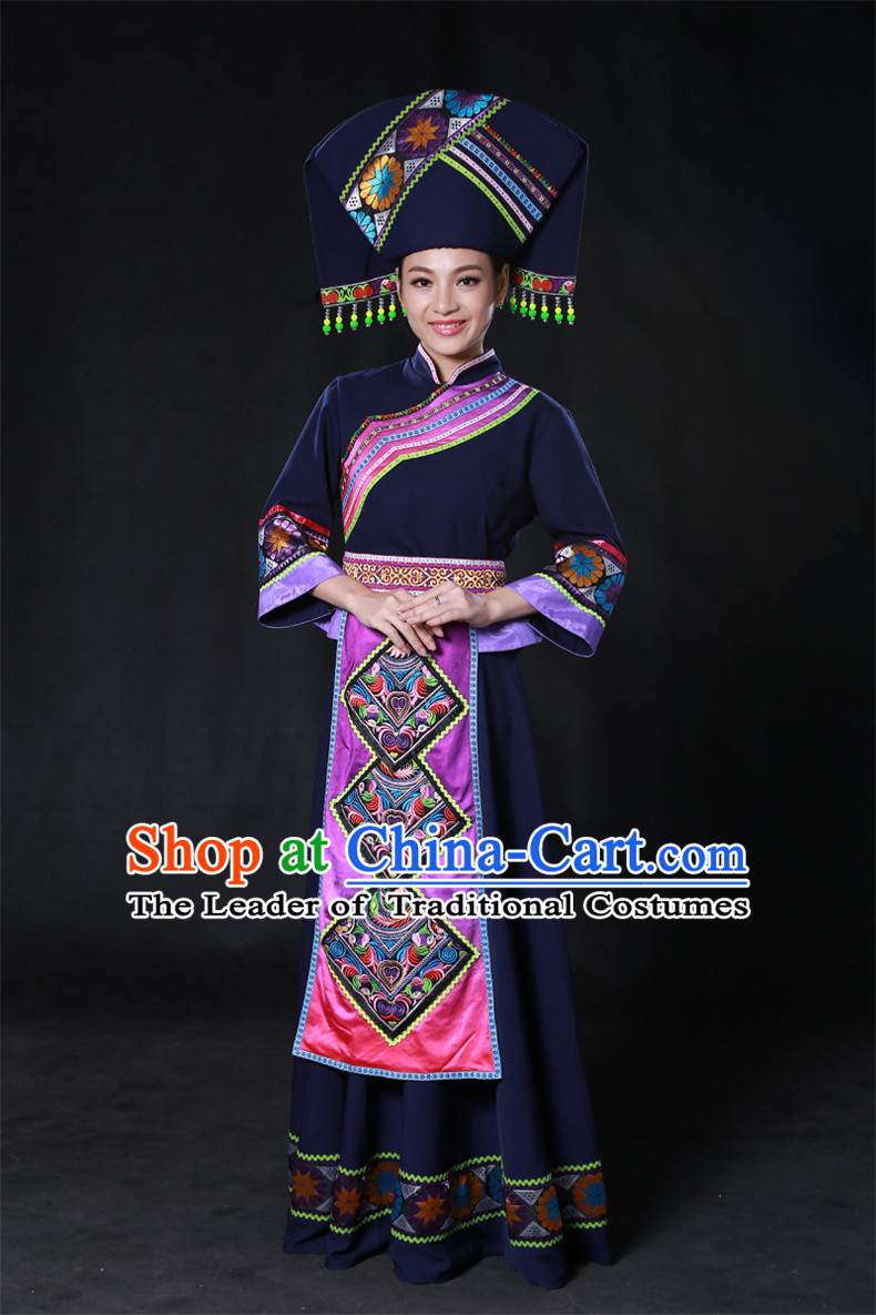 Happy Festival Chinese Minority Dress Uniform Traditional Stage Ethnic National Costume Sale Complete Set