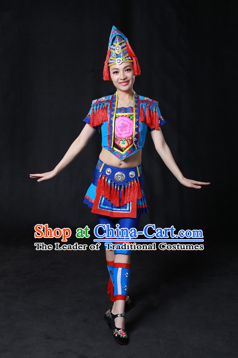 Happy Festival Chinese Minority Dress Uniform Traditional Stage Ethnic National Costume Sale Complete Set