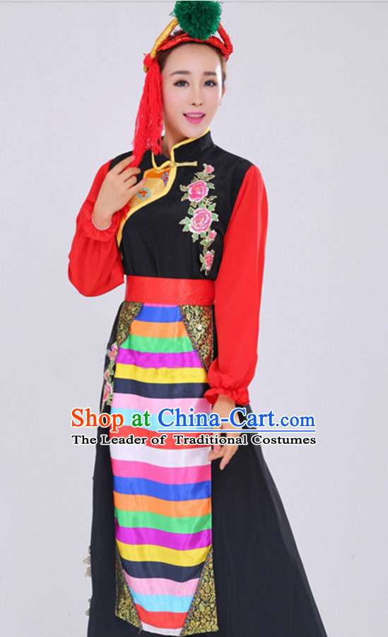 Traditional Chinese Fan Dancing Costume Chinese Dance Costumes Complete Set for Women