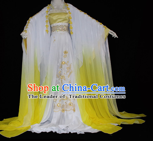 Top Yellow Chinese Imperial Royal Princess Traditional Wear Queen Dresses Fairy Cosplay Costumes Ideas Asian Cosplay Supplies Complete Set