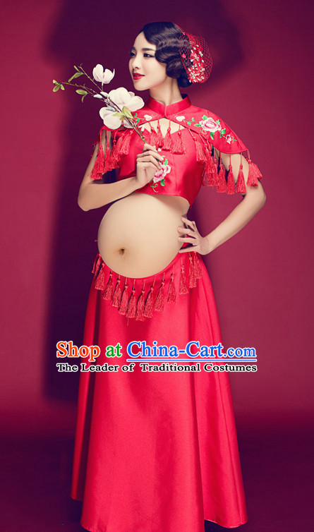 Traditional Chinese Pregnant Women Clothes CLassical Dress Complete Set