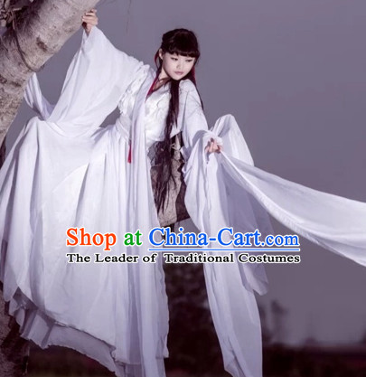 Ancient Chinese Fairy Beauty Hanfu National Costumes and Headpieces Complete Set for Women