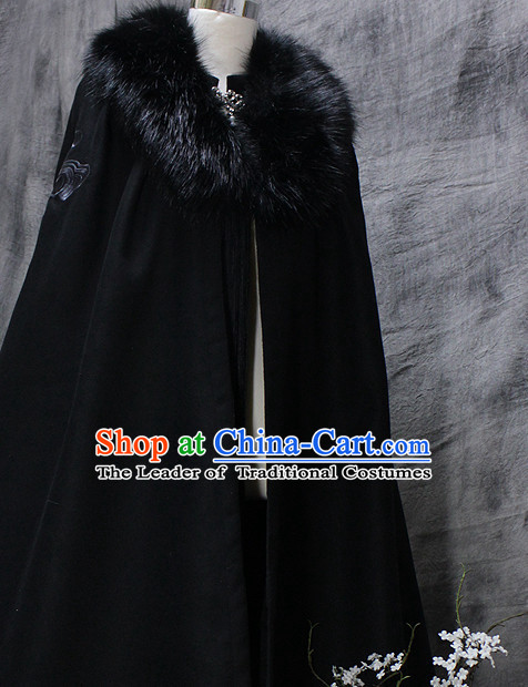 Black Chinese Classical Emperor Imperial Robe Cosplay Clothes Hanfu Han Fu Mantle Cape for Men