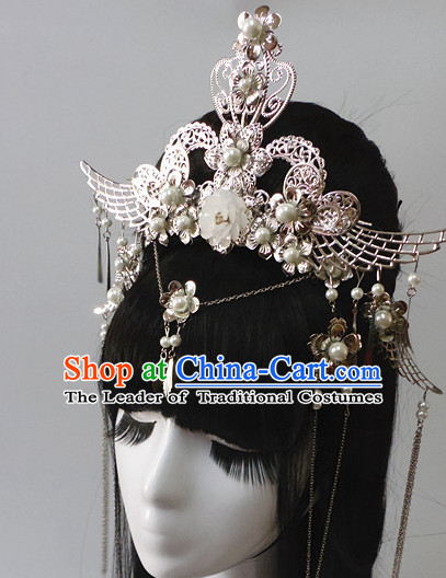 Chinese Classic Lady Princess Fairy Headwear Crowns Hats Headpiece Hair Accessories Jewelry Set