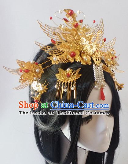 Chinese Classic Lady Princess Fairy Headwear Crowns Hats Headpiece Hair Accessories Jewelry Set