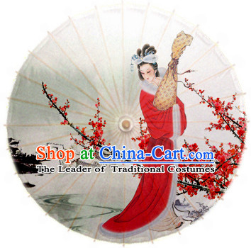 Traditional Rainproof Handmade Chinese Classic Flower Oil Paper Umbrellas China Dance Umbrella Stage Performance Umbrella Dancing Props