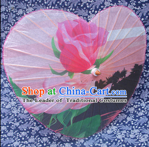 Heart Shape Traditional Rainproof Handmade Chinese Classic Oil Paper Umbrellas China Dance Umbrella Stage Performance Umbrella Dancing Props