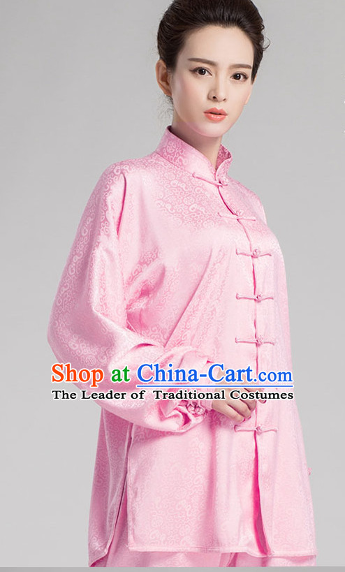 Pink Chinese Kung Fu Tai Chi Wushu Shaolin Uniform Wudang Uniforms Wu Shu Nanquan Kungfu Changquan Costume Uniform Martial Arts Tai Chi Taiji Uniforms