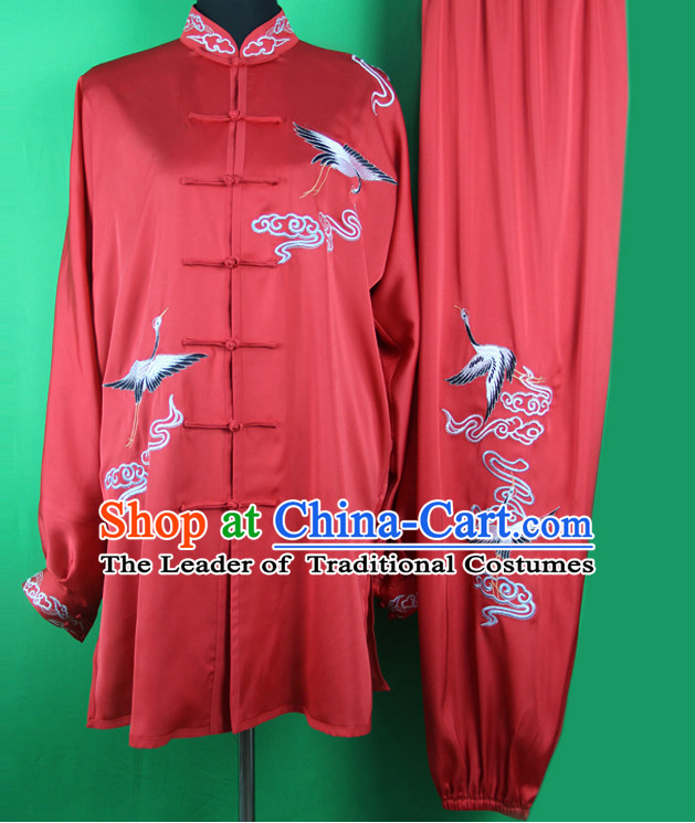 Red Crane Chinese Kung Fu Tai Chi Wushu Shaolin Uniform Wudang Uniforms Wu Shu Nanquan Kungfu Changquan Costume Uniform Martial Arts Tai Chi Taiji Uniforms