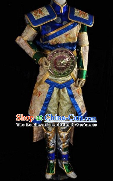 Chinese Swordsman Film Costumes Knight Clothing Warrior Costume and Hair Ornaments Complete Set