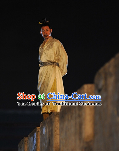 Chinese Ancient Tang Dynasty Emperor Pajamas Sleepcoat Nightgown Complete Set for Men