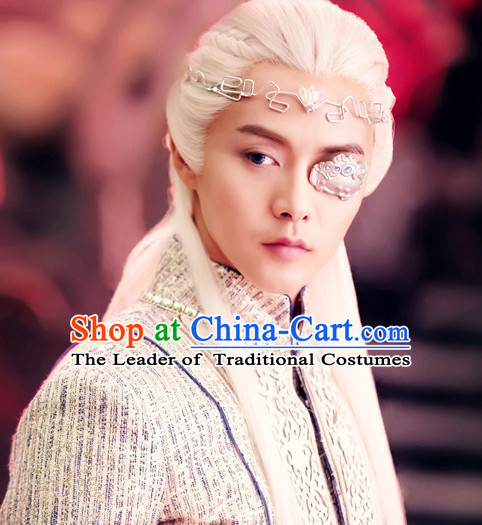 Chinese Ancient Male Long White Wigs