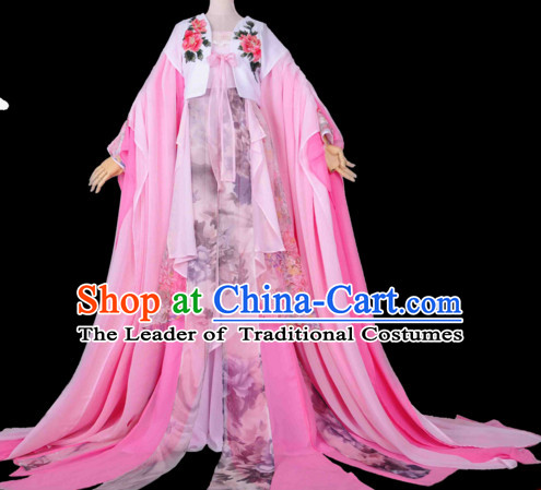 Chinese Hanfu Hakama Traditional Fairy Dress Quju Supreme Chinese Princess Costume Ancient Chinese Costume and Headpieces Complete Set