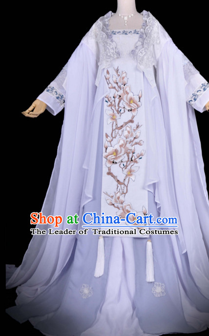 Chinese Hanfu Hakama Traditional Fairy Dress Quju Supreme Chinese Princess Costume Ancient Chinese Costume and Headpieces Complete Set