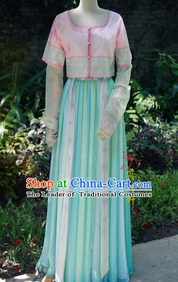 Chinese Ancient Tang Dynasty Ruqun Clothing Complete Set for Women