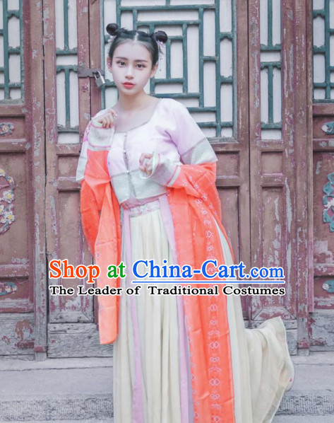 Chinese Ancient Tang Dynasty Ruqun Clothing Complete Set for Women