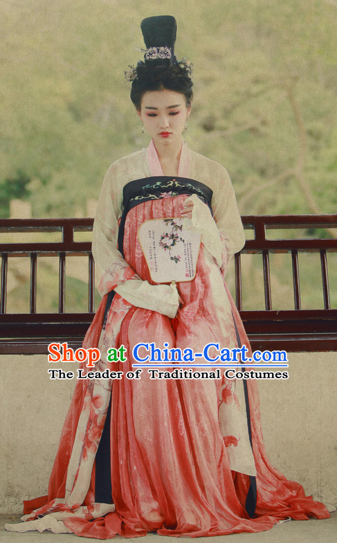 Chinese Ancient Tang Dynasty Ruqun Clothing Han Fu Suit Complete Set for Women