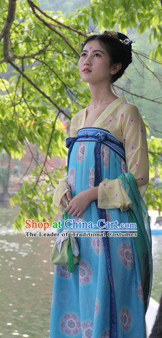 Chinese Ancient Tang Dynasty Ruqun Clothing Han Fu Suit Complete Set for Women