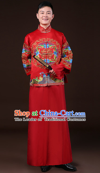 Top Traditional Chinese Embroidered Wedding Dresses Wedding Gowns for Bridegrooms