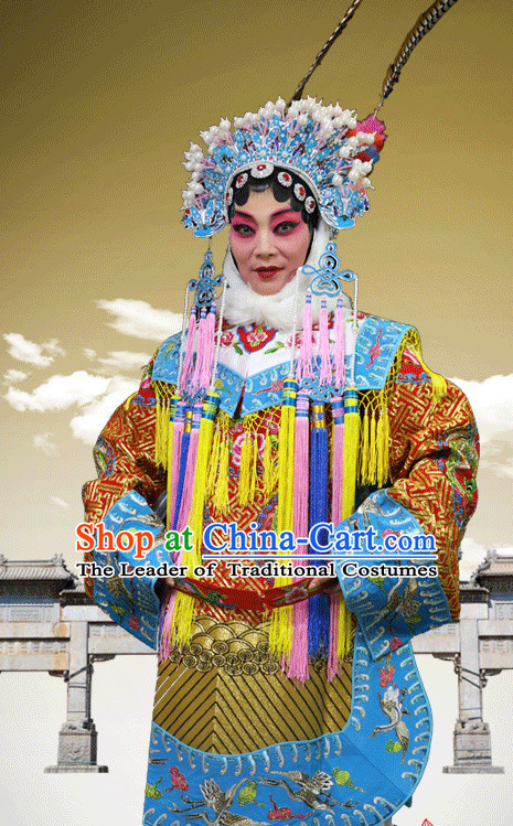 Chinese Opera Beijing Opera Peking Opera Costume Embroidered Robe Hua Dan Opera Costumes and Headdress Complete Set