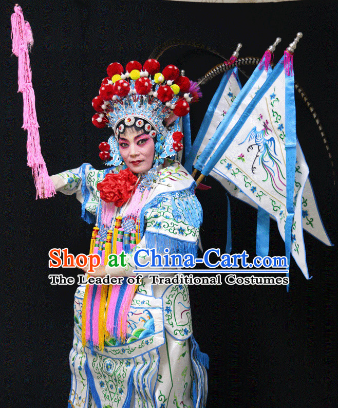 Chinese Opera Beijing Opera Peking Opera Hua Dan Costume Embroidered Robe Hua Dan Opera Costumes and Headdress Complete Set