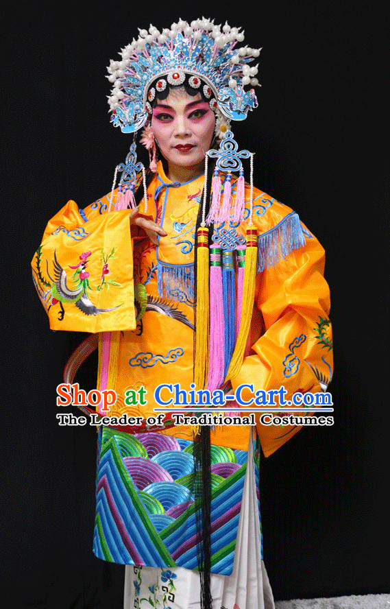 Chinese Opera Beijing Opera Peking Opera Hua Dan Costume Embroidered Robe Hua Dan Opera Costumes and Headdress Complete Set