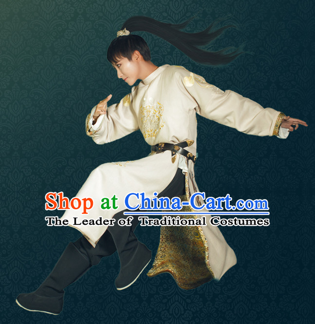 Chinese Traditional Tang Dynasty Men Royal Stage Hanfu Hanbok Kimono Feitian Costume Dresses Costume Ancient Fairy Garment and Headpieces Complete Set