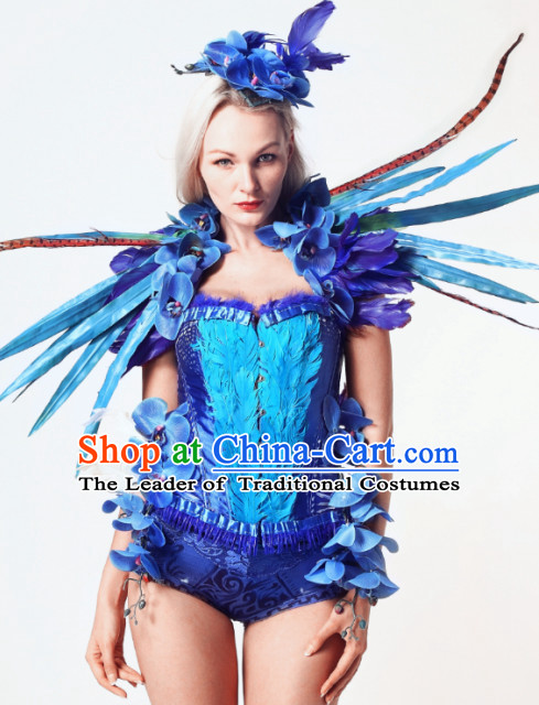 Parade Quality Forest Dance Costumes Popular Ostrich Feathers Fancy Costume Stage Costumes Angel Wings Costume Complete Set