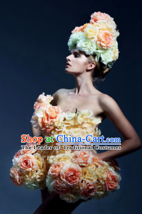 Parade Quality Flower Dance Costumes Popular Ostrich Feathers Fancy Costume Angel Wings Costume Complete Set