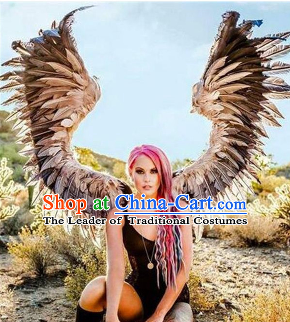 Parade Quality Peacock Feather Dance Costumes Popular Ostrich Feathers Fancy Costume Angel Wings Costume Complete Set